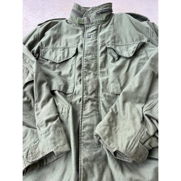Vintage U.S. Military Cold Weather Field Jacket OD107 S Cotton Blend B4 - Picture 2 of 7